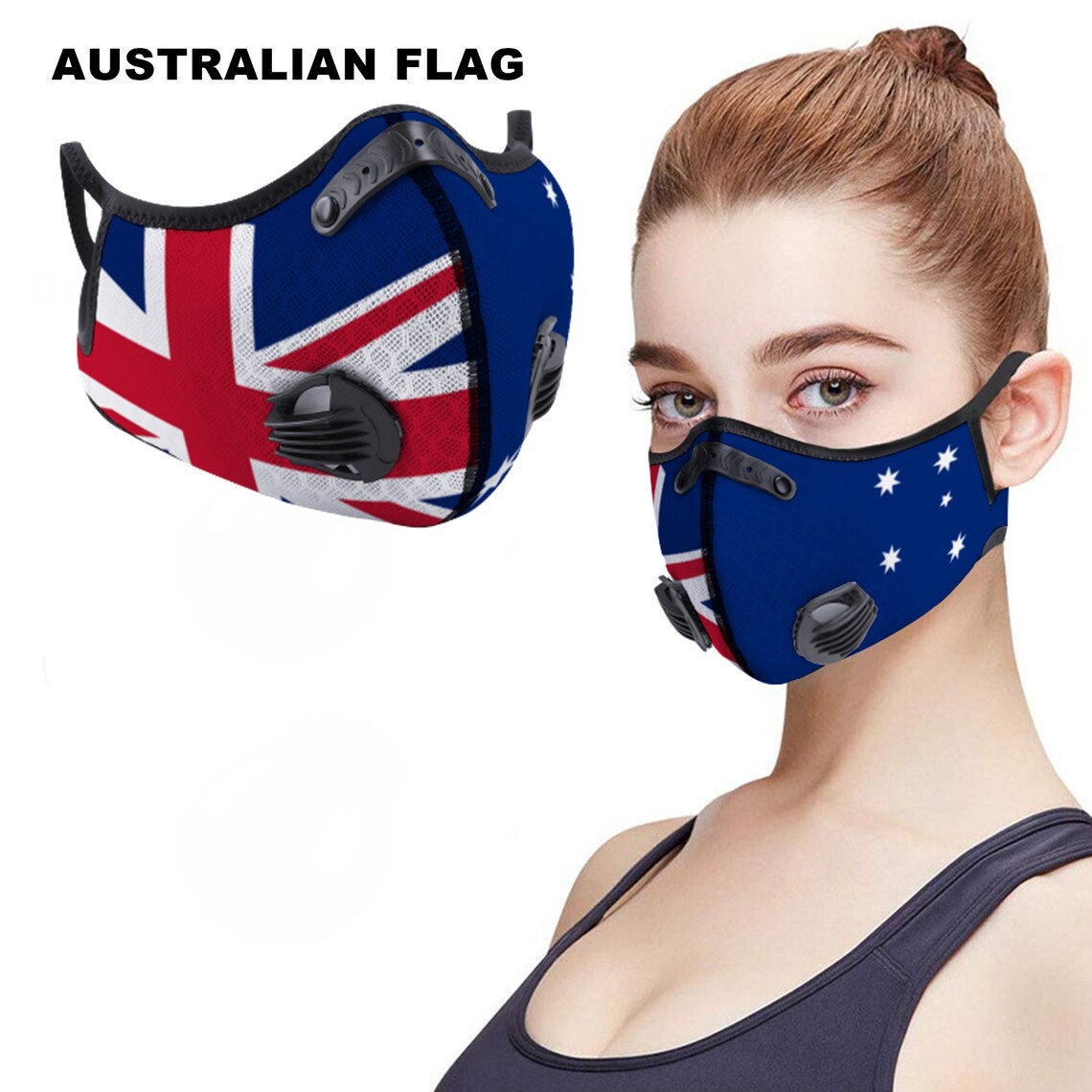 Australian Flags Face Masks With PM2.5 Filters Included Double Etsy