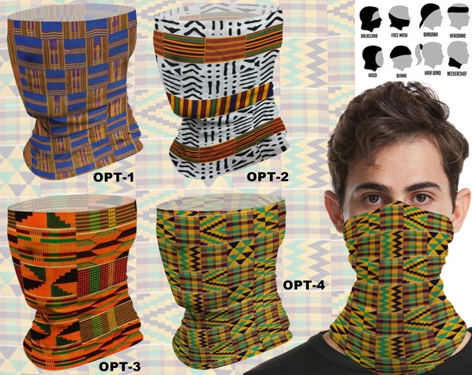 African Kente Neck Gaiter Balaclava Face Covering Etsy