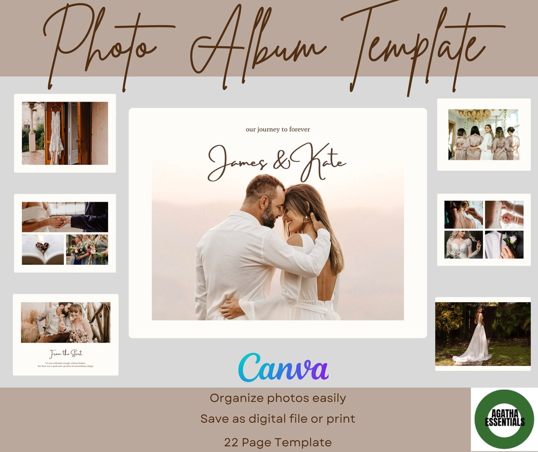 DIY Digital and Printable Wedding Photo Album Canva Template, Digital Wedding Album, Custom