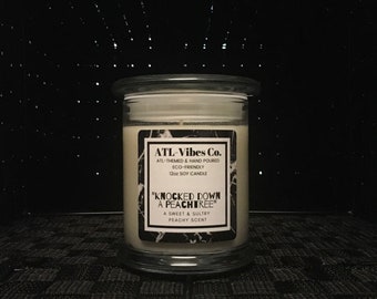 Knocked Down A Peachtree: A Sweet and Sultry Peachy Scent (100% Soy-Blend Candle) Urban-Chic Elite Status Jar with Lid