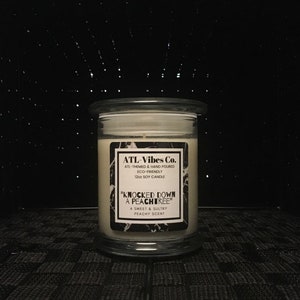 Knocked Down A Peachtree: A Sweet and Sultry Peachy Scent 100% Soy-Blend Candle Urban-Chic Elite Status Jar with Lid image 1