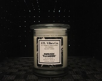 Mornin' Kirkwood: Woodsy-Musk and Jasmine Scent  (100% Soy-Blend Candle) Urban-Chic Elite Status Jar with Lid