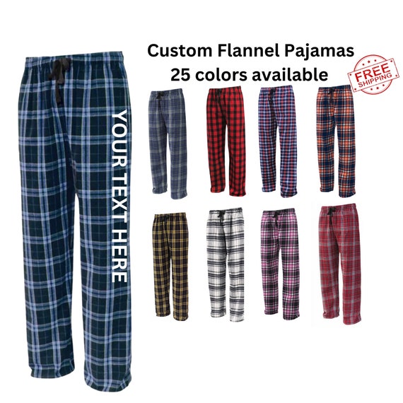 Custom Flannel Pajamas Pajamas Pants Bulk Women Men Youth Sports Teams Cotton Pajamas With Pockets Etsy