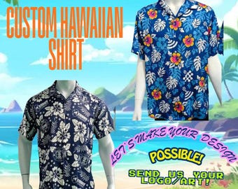 TRENDY Hawaiian Button down shirt, Custom Aloha Shirt, Company Bulk, Group, floral, logo, design your own