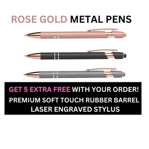 Custom Rose Gold Metal Metallic Stylus Pens with your Text, Personalized Ballpoint Business Pens, Bulk Promotional Pens, Business Gift Logo