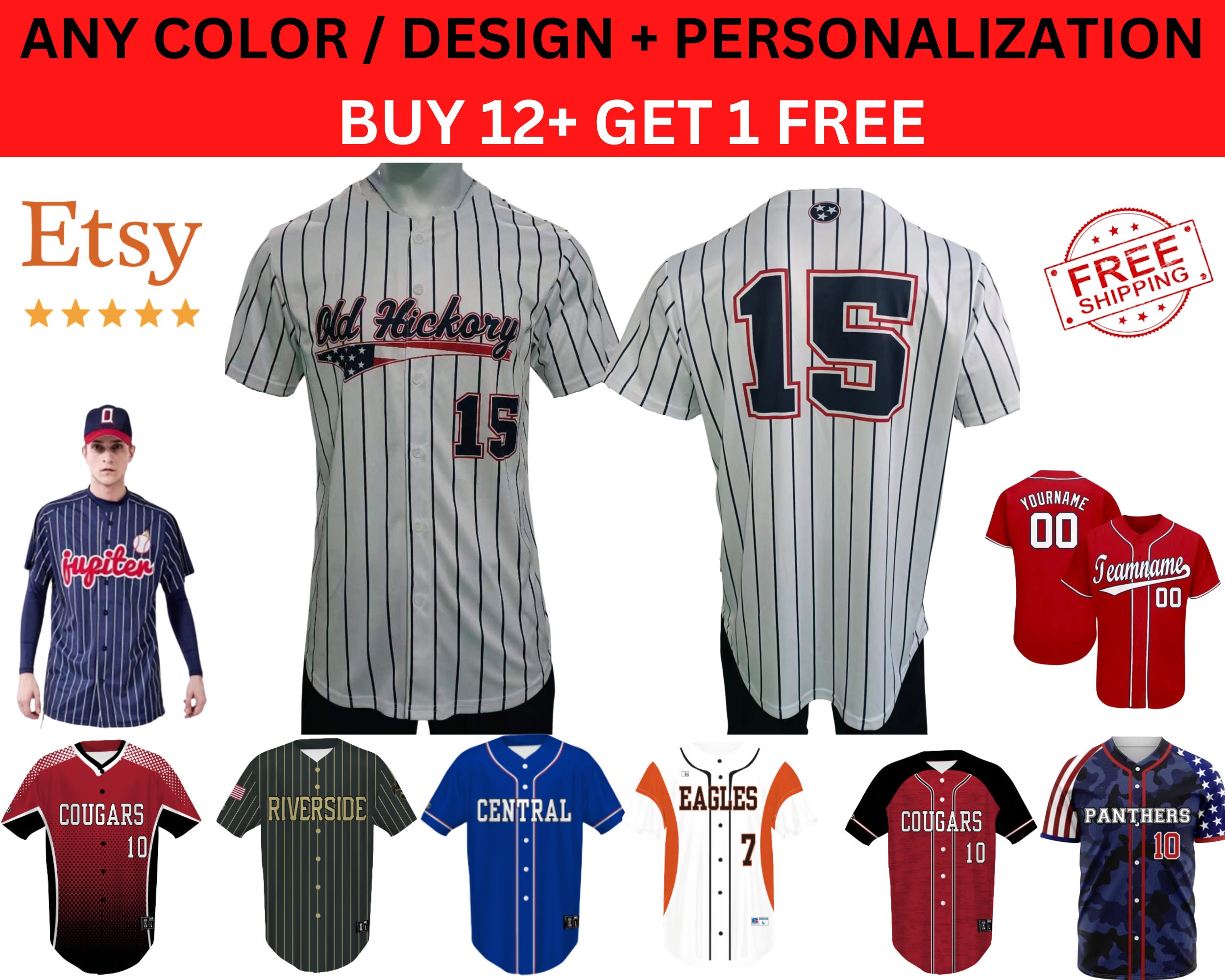 Baseball Jersey Full Button Custom Baseball Team Uniforms 