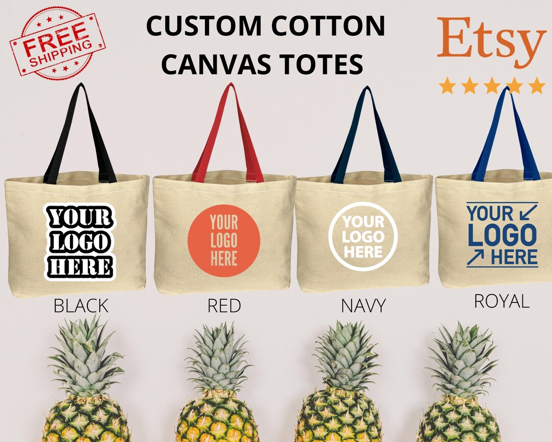 Custom Cotton Canvas Logo Tote Bags Promotional Tote Bags Etsy