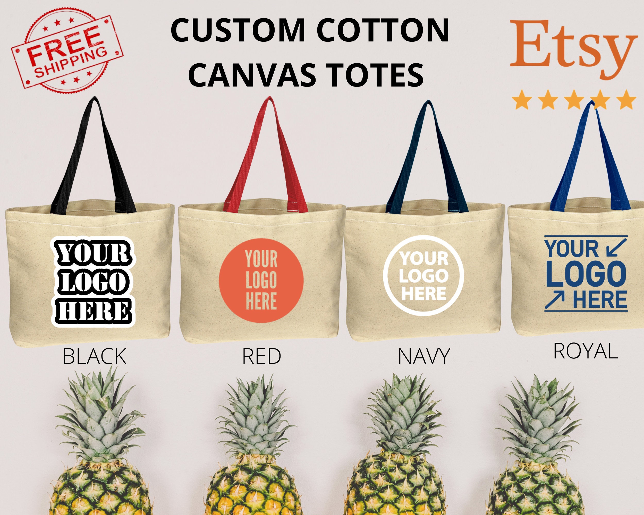 Reversible Cotton Canvas Blank Tote Bags Custom Shopping Bags Logo