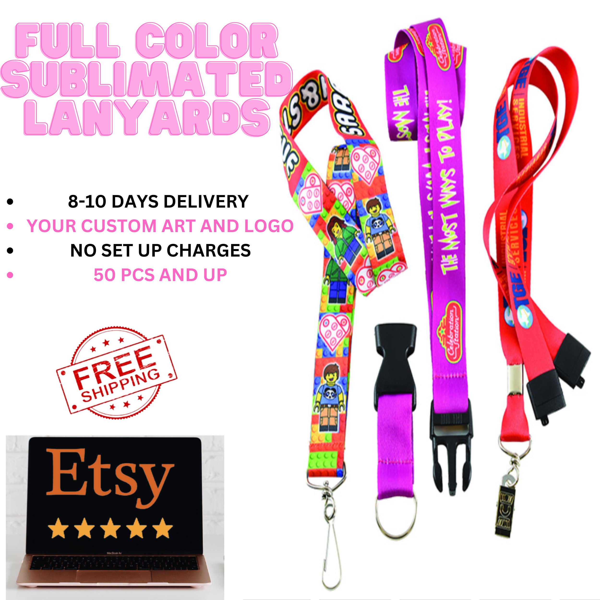 Full color imprint smooth dye-sublimation lanyard - 3/4