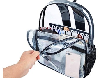 Custom Clear Backpack, Clear School Backpack, Clear Backpacks in Bulk, Transparent Clear Backpack, Clear Plastic Backpack, clear book bags