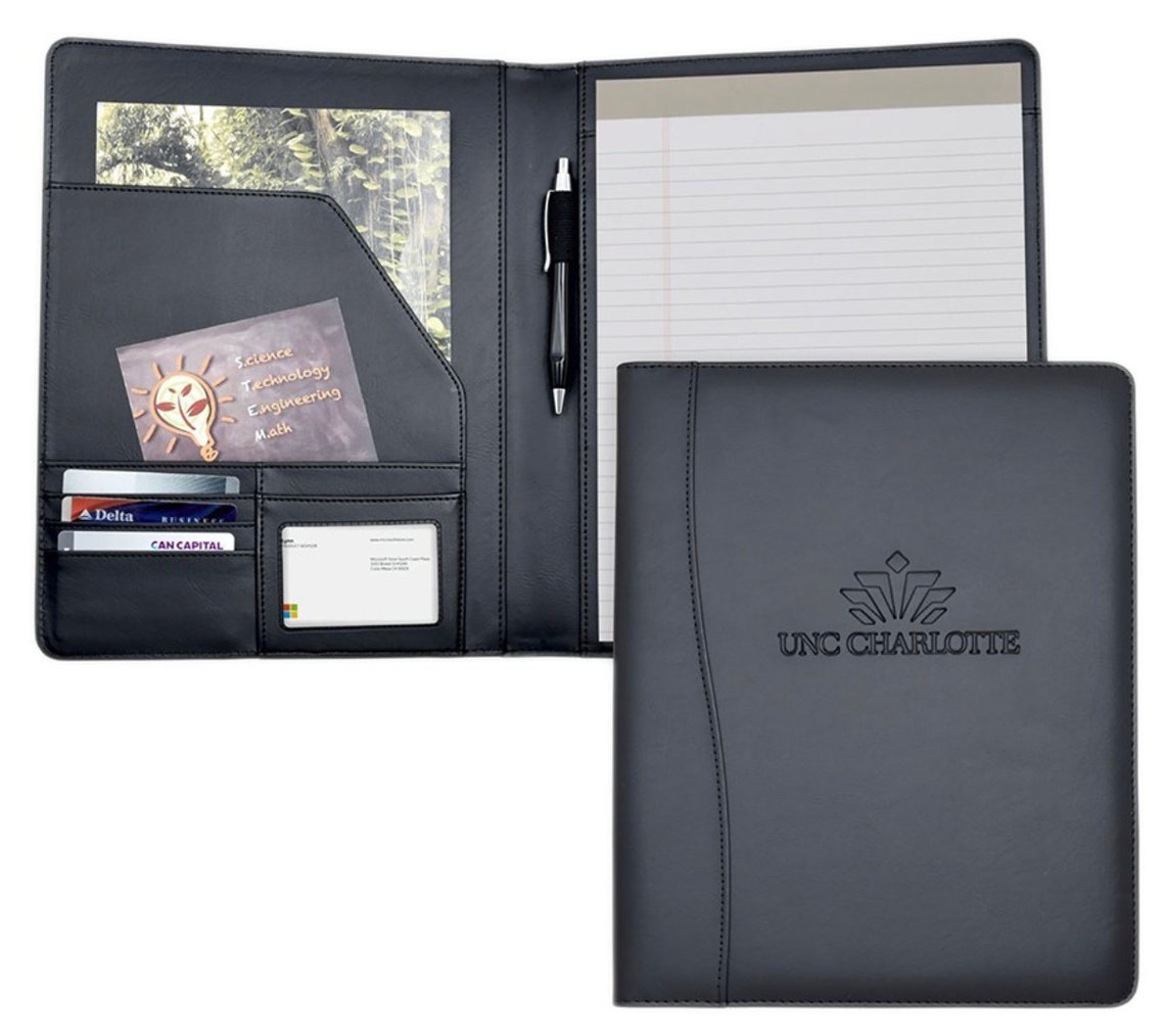 Custom Leatherette Zippered Padfolio Personalized Padfolio Etsy