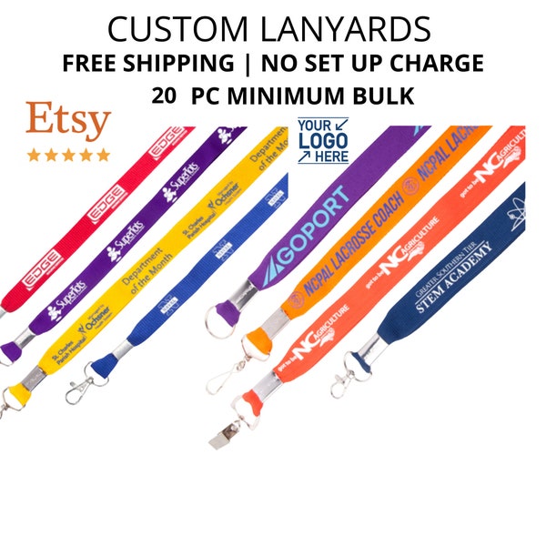 Custom lanyard bulk with Logo, Custom lanyard badge, Lanyards with your company, school name or logo, Custom polyester lanyard keychain