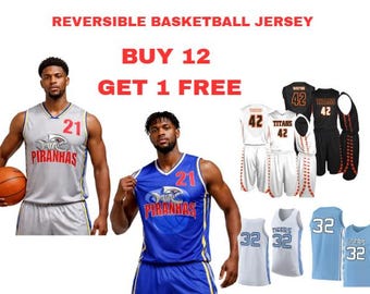 Custom Reversible Basketball Jerseys, Personalized name and number, team logo, any sublimated design, youth and adult,