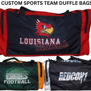 custom sports team duffle bags, custom school duffle bags, logo duffle bag