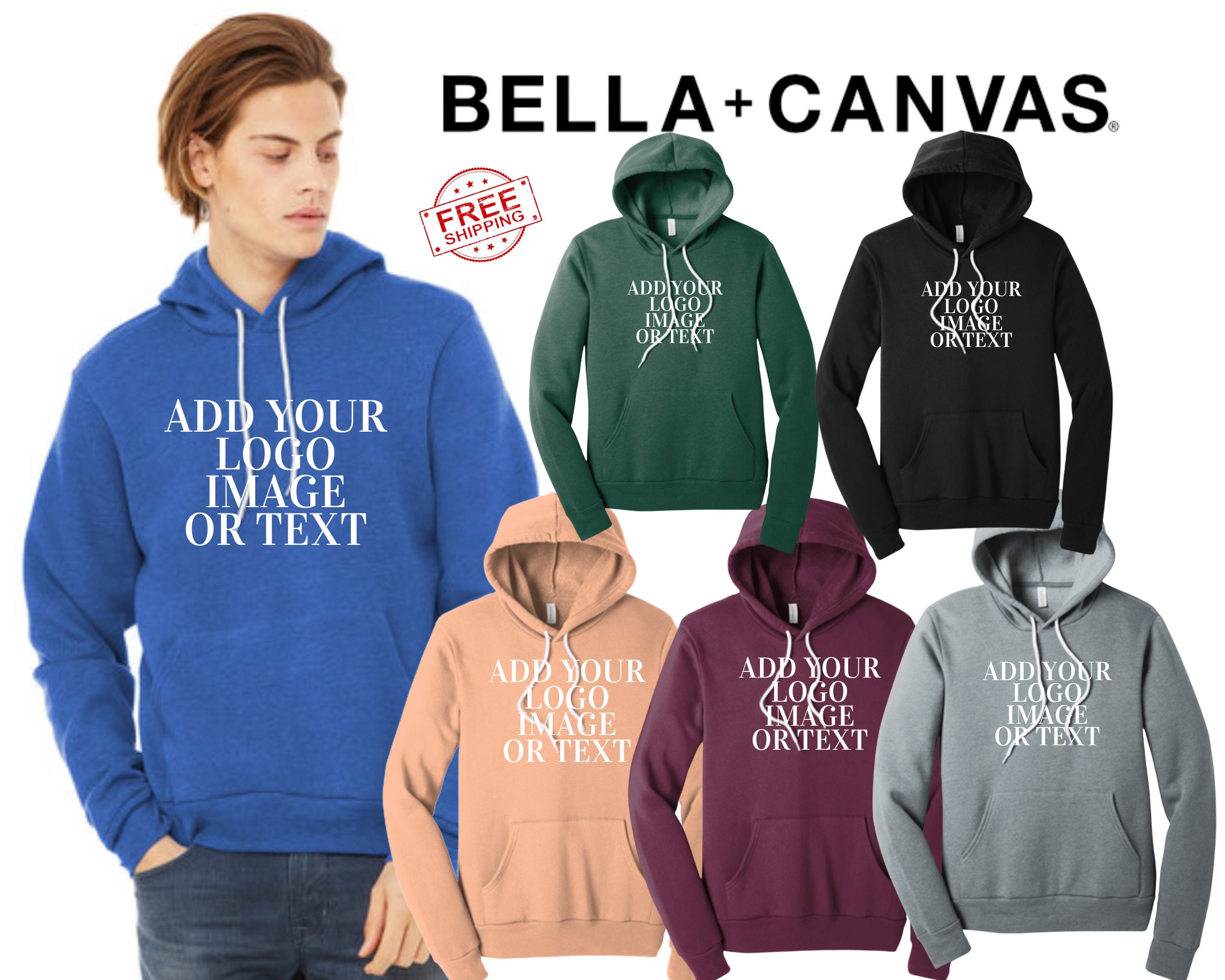 Design Your Own Bella Canvas 3719 Fleece Unisex Hoodie Pullover Custom Bella Canvas Pullover Sweatshirt With Your Logo Bulk Orders Etsy