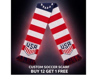Custom Soccer Scarves, Football Scarf, Spirit Custom Knitted Scarf, Custom Scarfs, Scarfs w/ Logo, Bulk, Company, World Cup merch, knit
