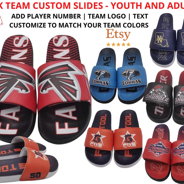 Custom Slides, Team Slide Sandals, Custom Sandals, Personalized Slides, Custom Slides with your Logo, FREE Blanket - Buy 13 Pairs or More