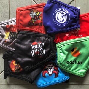 Custom School Mask - Nose Wire - Filter Pocket - Adjustable - Kids and Adult Unisex - Washable - Cotton - Personalized School Mask