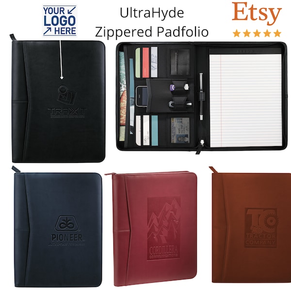 UltraHyde Zippered Padfolio, Custom Padfolio, Debossed Padfolio, Personalized Padfolio with Business Logo