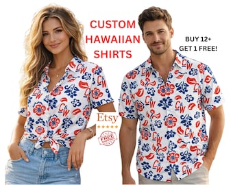 NEW 2026 Customize Hawaiian  Shirt, Hawaiian floral camp shirt, Custom Hawaiian Shirt, Company, Logo, Bulk, destination event, sublimated