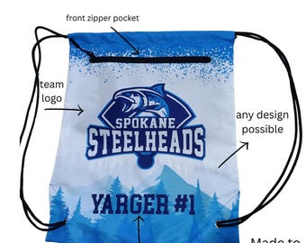 Custom Sublimated Drawstring Bag, Custom Drawstring Bags bulk, Personalized Cinch Bags, Custom Sports Team Backpack, Cinch bag with logo
