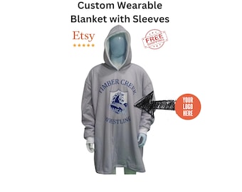 Custom Wearable Blanket, Cozy Hoodie Blanket With Sleeves, Fleece