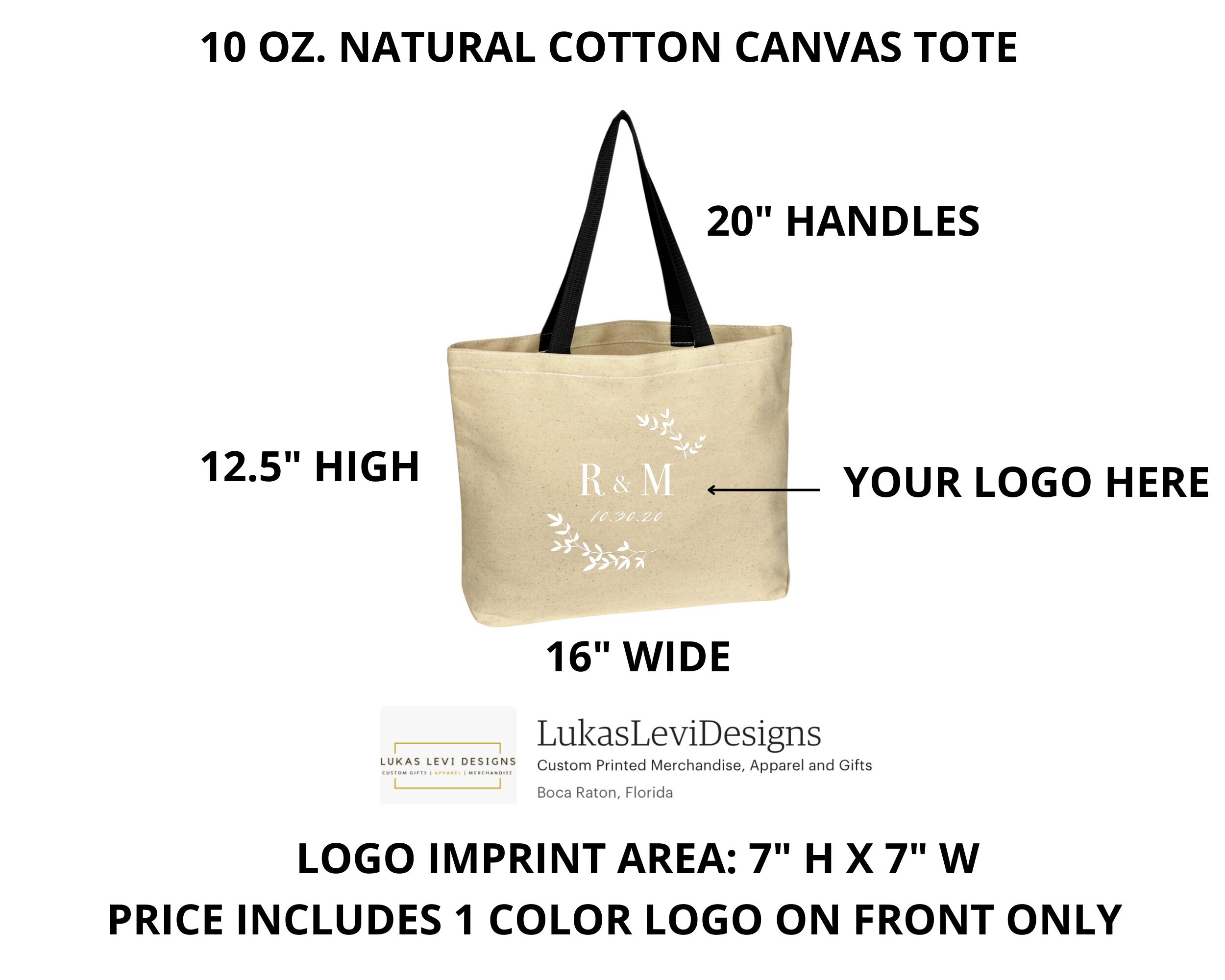 Custom Cotton Canvas Logo Tote Bags Promotional Tote Bags Etsy
