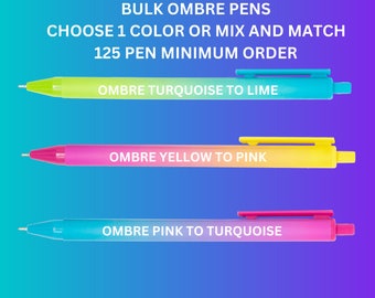 Custom Ombre Pens for Your Business or Event, Ombre Pens for Women, Ombre Pen Bulk Set, Personalized Pens, Retractable, 5 Extra FREE