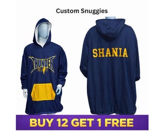 Custom Wearable Blanket, Cozy Hoodie blanket with sleeves, Fleece hooded blanket with sleeves, personalized blanket with sleeves, snuggie