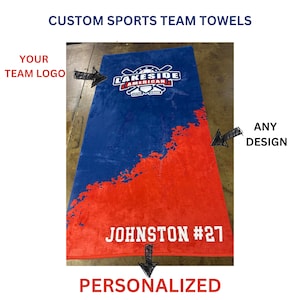 Custom Sublimated Beach Towel, Custom Logo Towel, Sports Team Towel, Pool Towel, Personalized Towel Gift for players, Soft Micro Plus towel