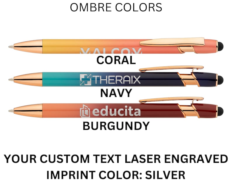 Custom Business Pens Ombre Rose Gold Metal Stylus Pens Etsy Custom business pens ombre rose gold metal stylus pens etsy
