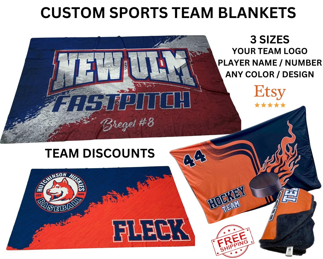 Custom Sports Team Blankets, Custom Player Blankets, Custom Photo