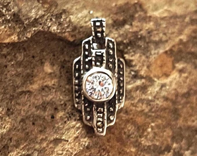 Art Deco Marcasite Pendant in Sterling Silver, Vintage Dealer Stock
