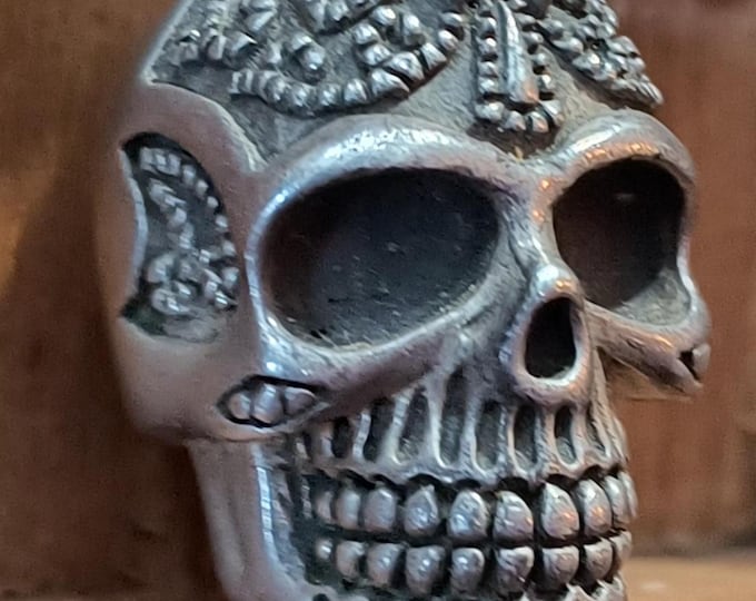 Signed Sterling Silver Sugar Skull Pendant - Artisan Crafted