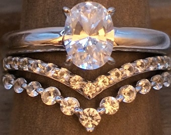 Classic Engagement Ring, Beautiful Oval Cubic Zirconia Solitaire in Simple Sterling Silver Setting