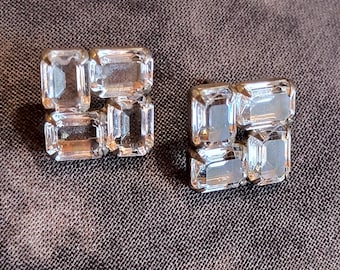 Art Deco "Diamond" Earrings - Geometric, Emerald Cut Style