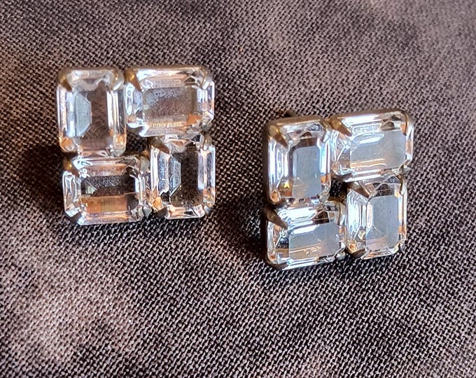 Art Deco "Diamond" Earrings - Geometric, Emerald Cut Style