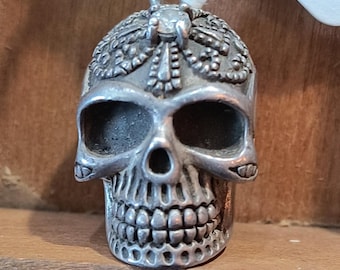 Signed Sterling Silver Sugar Skull Pendant - Artisan Crafted