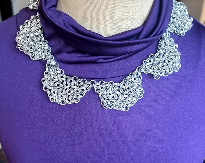 Chainmail Necklace, Handmade Vintage Metal Necklace