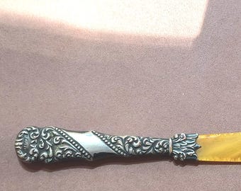 Antique Victorian Gothic Sterling & Celluloid Athame Letter Opener Nouveau