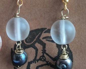 Powdered Glass & Pearl Earrings: Victorian Witchy Style