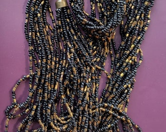 Gothic, Beachy, Black - Necklace & Bracelet Set in Black and Gold