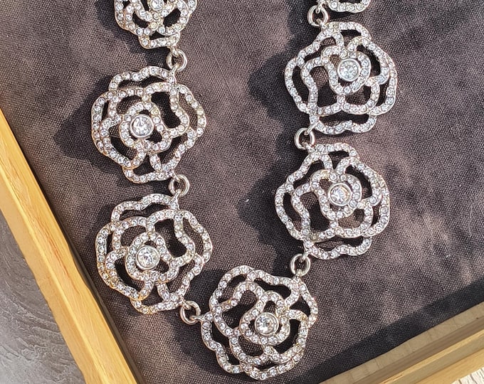 Art Deco Divine! Vintage Rhinestone Collar Necklace, Suitable for Bride or Ballgown!