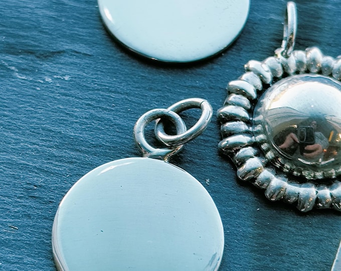 Simple Silver Disc Pendant for couples, Best friends, good luck charms! Can also be worn on a charm bracelet.