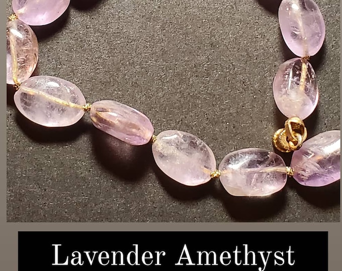 Amethyst Gold Knot Bracelet, a Handmade Bracelet of Natural Gems and Golden Thread