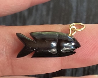 Ebony Fish Pendant - Handcarved Good Luck Charm