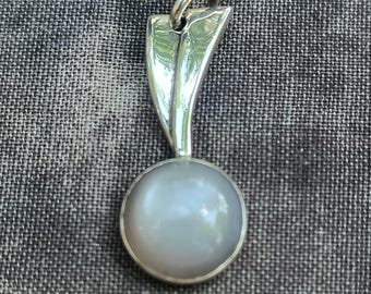 GRAY MOONSTONE PENDANT, Sterling Silver & Fine Gemstone Comet Necklace, Made in Maine