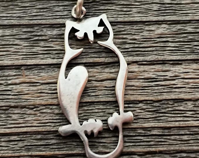 Great Horned Talisman  in Sterling Silver, Vintage Charm with 18 inch Chain