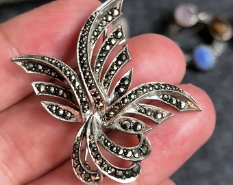 1930s Silver & Marcasite Brooch, Pre-War German Art Deco