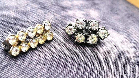 Antique Rhinestone Pin Set - Art Deco White Crystal Lingerie or Scatter Brooch Set
